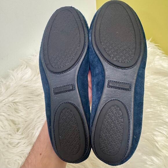 Tory Burch Minnie Travel Ballet Flat Blue Suede Womens Sz 6.5 M Foldable - Picture 11 of 14